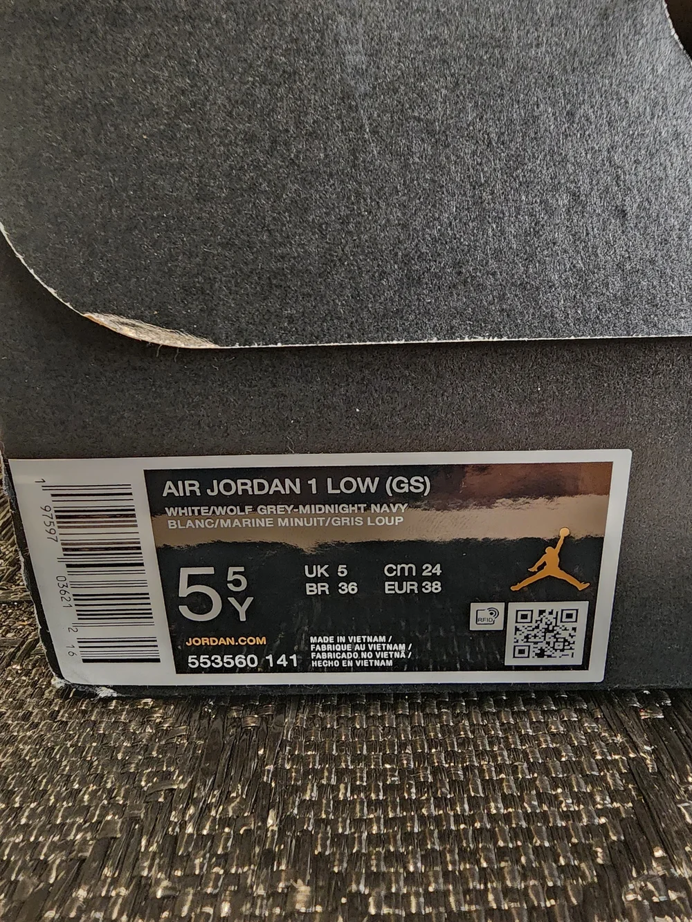 Air Jordan 1 Low (GS) Kids Sneakers - White/Wolf Grey/Midnight Navy